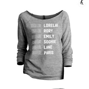 NWT Gilmore Girls Women's Medium Graphic Sweatshirt Charcoal Gray Slouchy